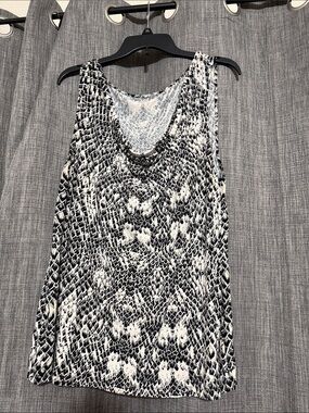 212 Collection Black and White Snake-Print Tank Top